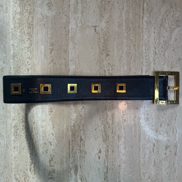 Chanel Black Leather Belt with Gold Accents - Picture 9 of 10